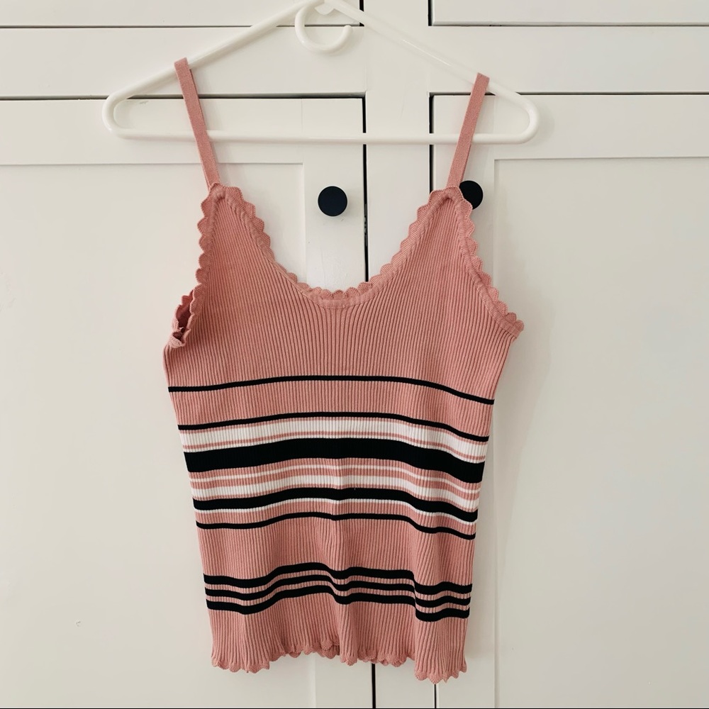 Zenobia Y2K Pink/Black Stripe Tank Top Size XL